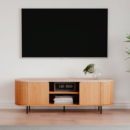 Mobile porta TV sospeso Francy rovere antracite ante a ribalta 135x31.7x25 cm.