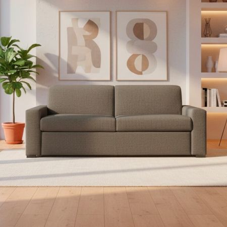 Divano Vera 2 posti in tessuto Babyface 06 marrone con gambe oro