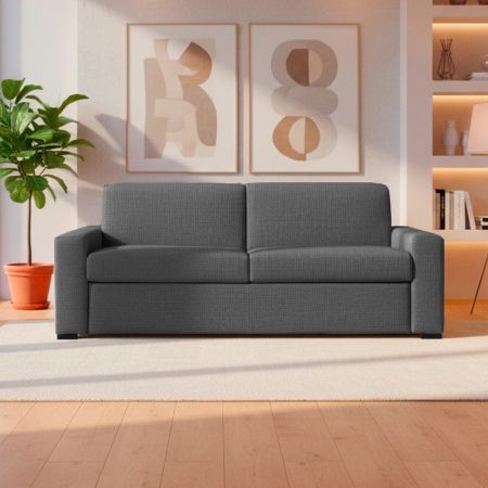 Divano letto Lilo con penisola e 2 pouf reversibile in tessuto Vardo G1310 grigio chiaro