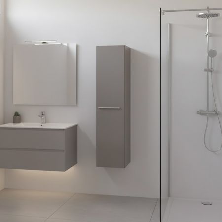 Mobile bagno sospeso Bolton con 2 cassetti 80x45x48 cm colore rovere grigio ghiaccio