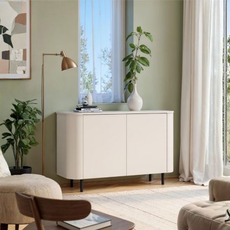 Credenza Mirage02 con 4 ante con motivo geometrico cashmere e top rovere