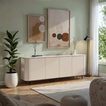 Credenza Misti 2 ante e 3 cassetti in legno massiccio bianco e rovere