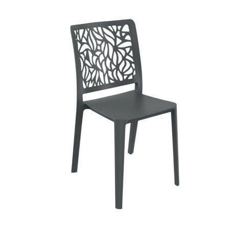 Sedia in polipropilene Loop con schienale ergonomico con apertura colore antracite set 4 pezzi
