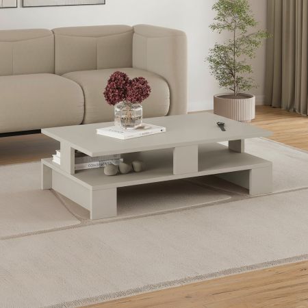 Tavolino da salotto Mansu bianco doppio ripiano