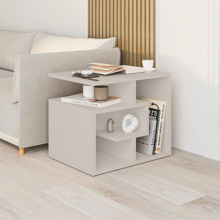 Tavolino da salotto Mansu bianco doppio ripiano