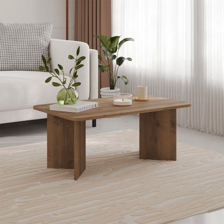 Tavolino da salotto quadrato struttura bianco e piano argilla Tratto