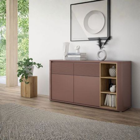 Madia Nepo 2 ante e 4 cassetti colore rovere e bianco