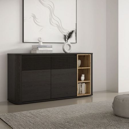 Credenza con vetrina Timber 54A colore rovere anticato