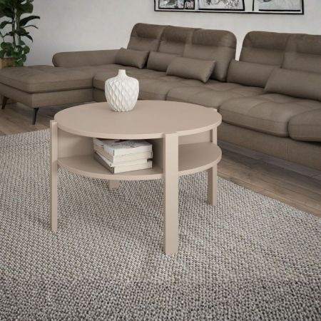 Tavolino da salotto Tussey con piano in cashemere e struttura in metallo nero