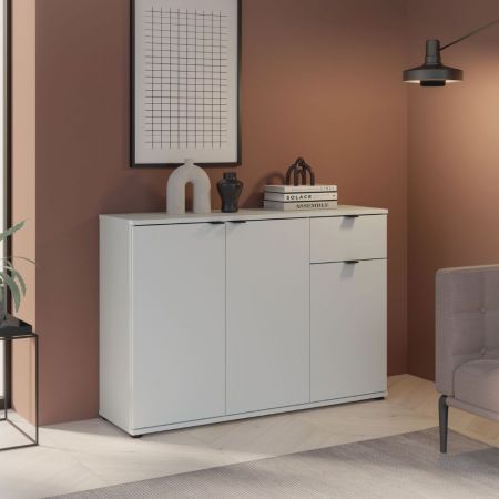 Credenza Truva 4 ante e 2 cassetti 140 cm rovere bianco