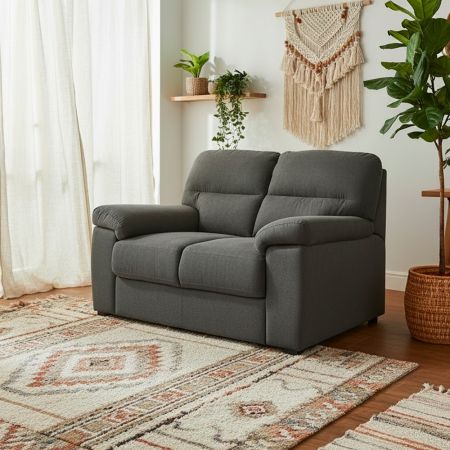 Divano letto Lilo con penisola e 2 pouf reversibile in tessuto Vardo G1310 grigio chiaro