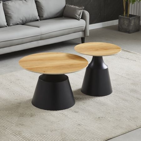 Tavolino da salotto Mansu antracite doppio ripiano