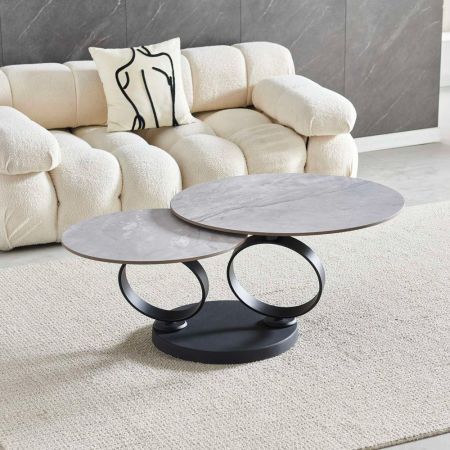 Set tavolini da salotto Leka nero e noce struttura in metallo