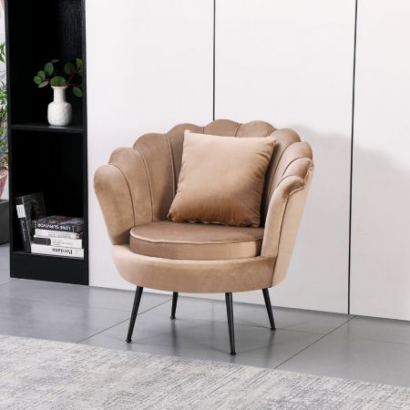 Poltrona a conchiglia Orel in velluto UF910-11 rosso e gambe nere