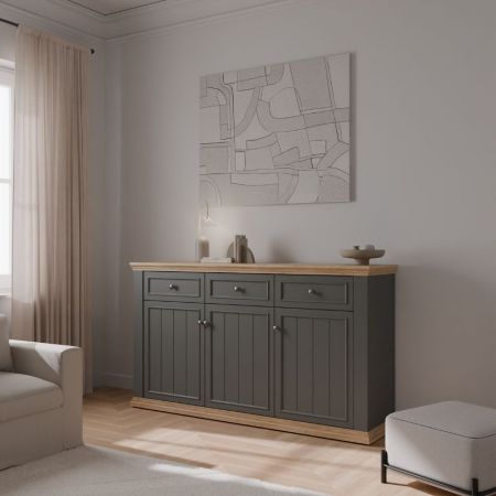 Madia Clara rovere oak 3 ante antracite 142x35,6x83h