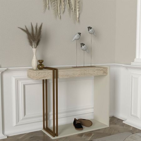 Mobile ingresso Medan 42A cannettato con specchio e 4 ripiani interni colore quercia e antracite
