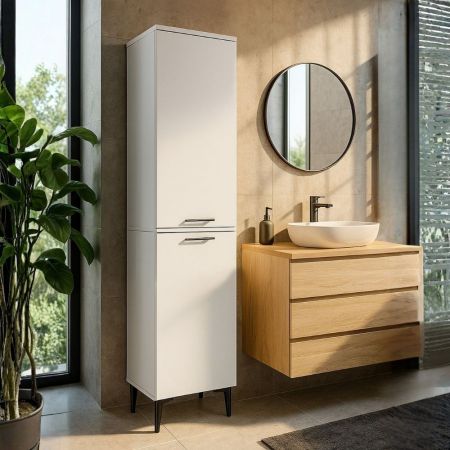Mobile bagno sospeso Ador60 rovere ostippo con lavabo 2 cassetti 60x45x54h