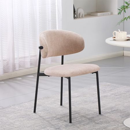 Sedia Juno in tessuto Aragon 20 taupe e struttura in metallo nero set 4 pezzi