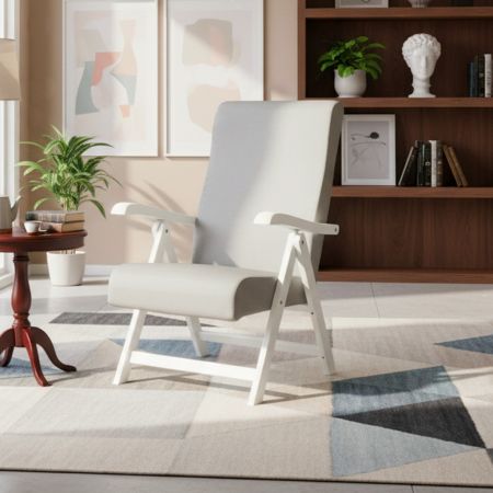 Poltrona Palmarola regolabile in 4 posizioni con struttura tortora e tessuto beige