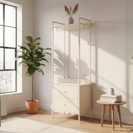 Mobile ingresso Rudolf con specchio ganci appendiabito e base scarpiera in beige