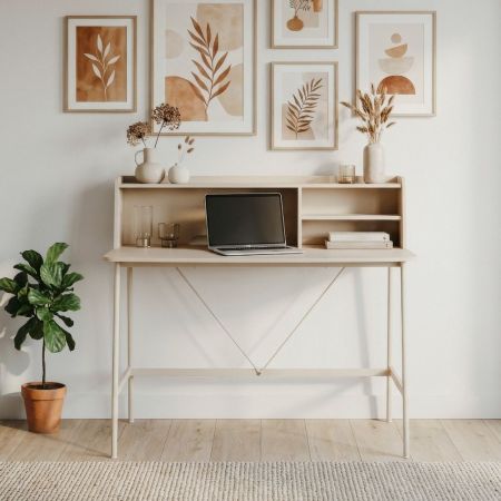 Scrivania Papillon con ripiani sulle gambe colore bianco