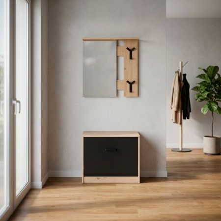 Mobile ingresso Vesty rovere oak con scarpiera e specchio