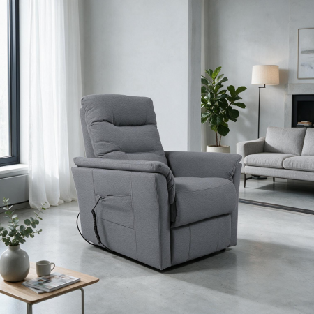 Poltrona Relax in Ecopelle Colore Beige con Reclinazione Manuale