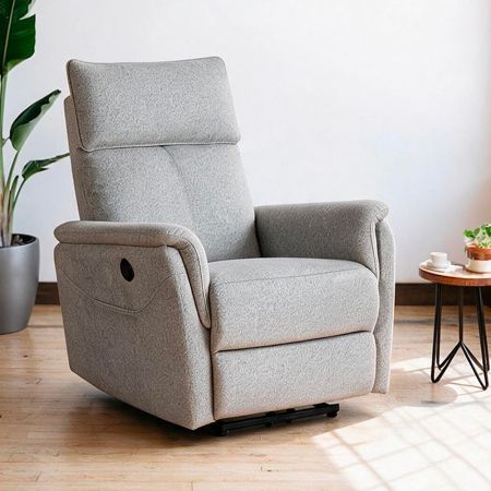 Poltrona relax Melany con recliner elettrico in tessuto G375 beige