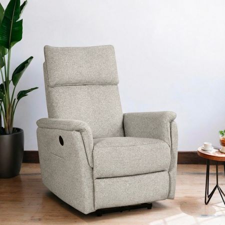 Poltrona relax Melany con recliner elettrico in tessuto G375 beige