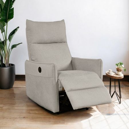 Poltrona alzapersona Motion con recliner elettrico e roller bar in tessuto G375 beige