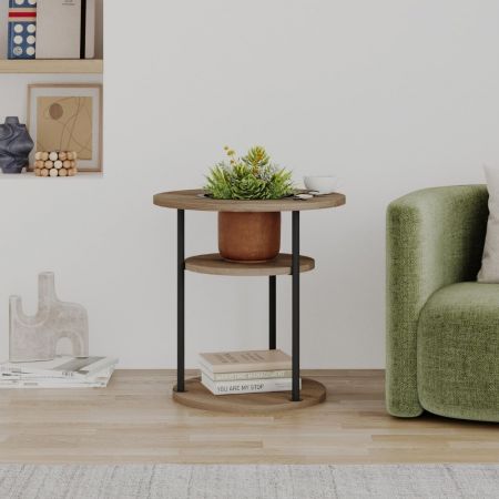 Tavolino da salotto Grova con ripiani circolari regolabili con apertura centrale cashmere