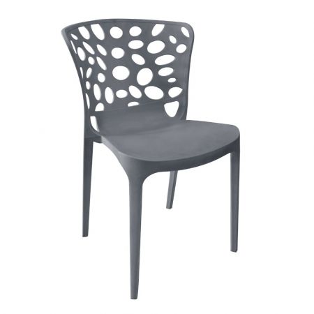 Sedia Lunetta imbottita in tessuto grigio con gambe nere set 2 pezzi