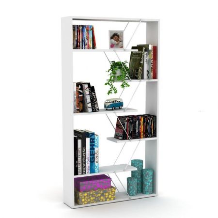 Libreria Nepo con 5 nicchie a giorno colore rovere