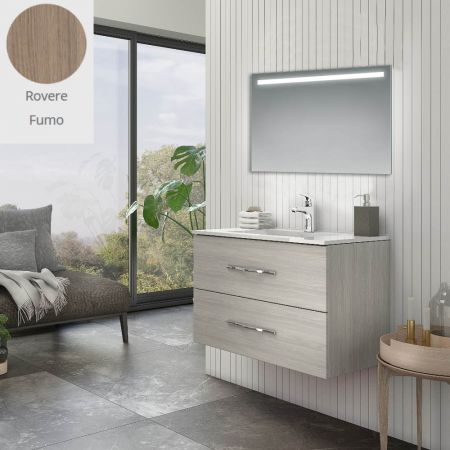 Mobile bagno con lavabo e specchio da 60 bianco frassinato