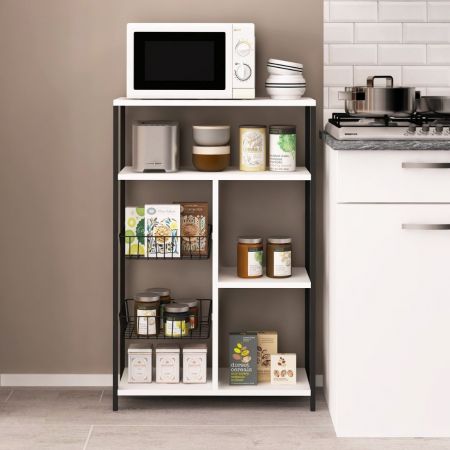 Confezione 2 Cestini Portatutto In Filo Metallico Con Base In Legno, 25x9.9x7 Cm, Per Cucina E Bagno, Colore Nero