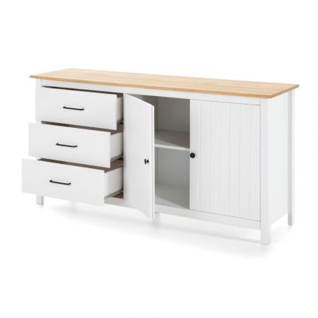 Credenza Cassettiera Cassettiera Mobile Contenitore Organizer Cucina Soggiorno Lounge Hill 79 X 40 X 80 Cm Legno Massello Di Pino Bianco 86858435
