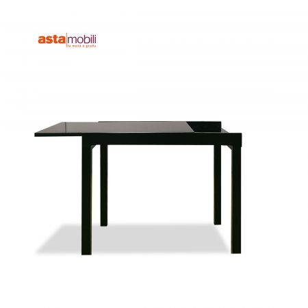Tavolo da pranzo in vetro e struttura in metallo nero, 160 x 90 x 75 cm